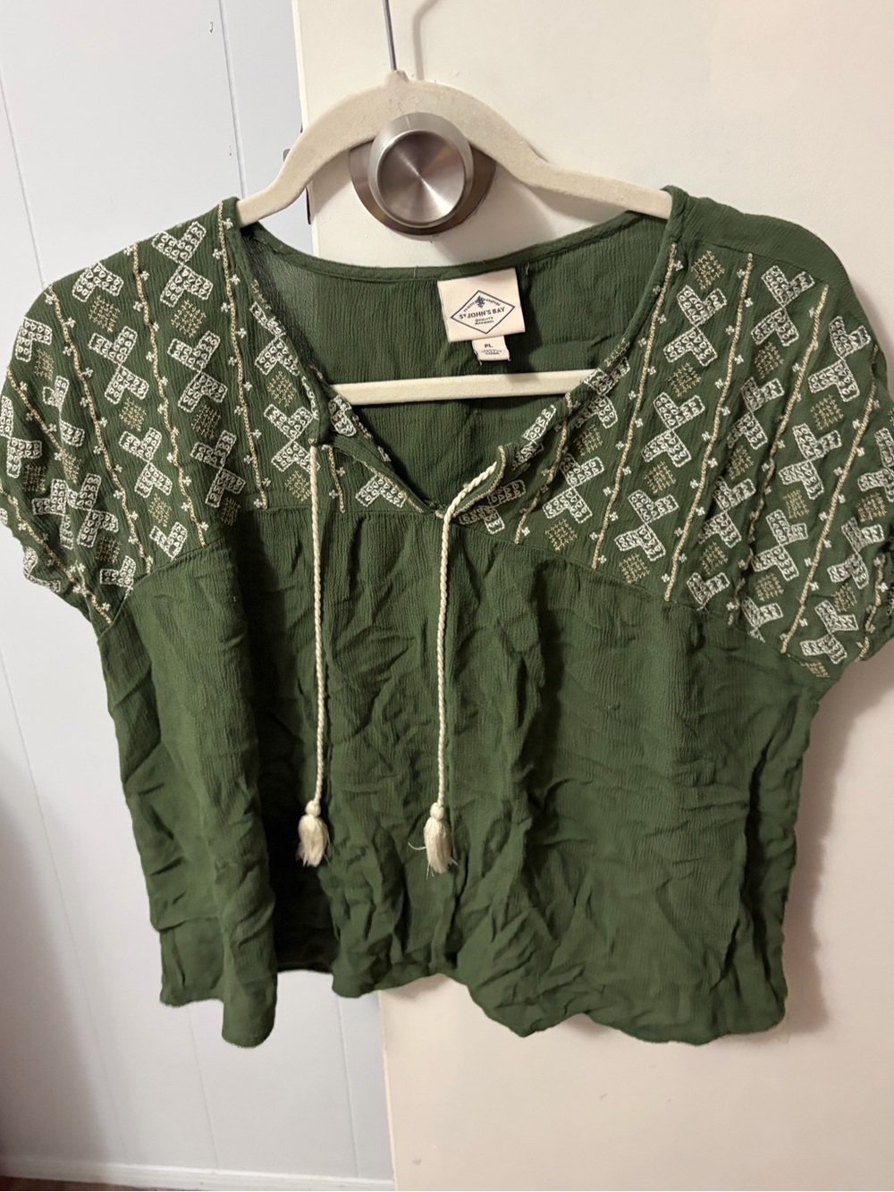St. John's Bay Olive Green top